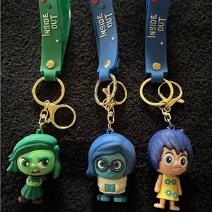 Inside Out Character Keychains - Green, Blue, and Yellow